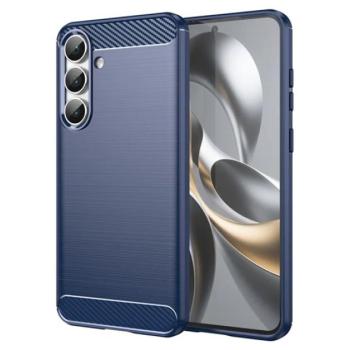 Szilikon telefonvédő (ütésállóság, légpárnás sarok, szálcsiszolt, karbon minta) SÖTÉTKÉK Samsung Galaxy S25 FE (SM-S731) kép