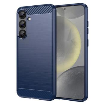 Szilikon telefonvédő (ütésállóság, légpárnás sarok, szálcsiszolt, karbon minta) SÖTÉTKÉK Samsung Galaxy S25 Plus (SM-S936) kép