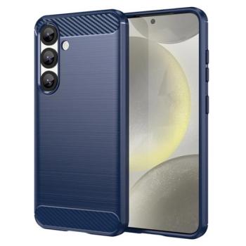 Szilikon telefonvédő (ütésállóság, légpárnás sarok, szálcsiszolt, karbon minta) SÖTÉTKÉK Samsung Galaxy S25 (SM-S931) kép