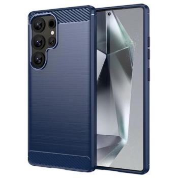 Szilikon telefonvédő (ütésállóság, légpárnás sarok, szálcsiszolt, karbon minta) SÖTÉTKÉK Samsung Galaxy S25 Ultra (SM-S938) kép