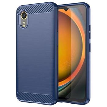 Szilikon telefonvédő (ütésállóság, légpárnás sarok, szálcsiszolt, karbon minta) SÖTÉTKÉK Samsung Galaxy Xcover 7 (SM-G556) kép