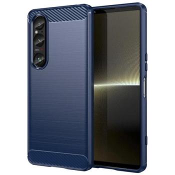Szilikon telefonvédő (ütésállóság, légpárnás sarok, szálcsiszolt, karbon minta) SÖTÉTKÉK Sony Xperia 1 VI kép