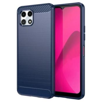 Szilikon telefonvédő (ütésállóság, légpárnás sarok, szálcsiszolt, karbon minta) SÖTÉTKÉK T Phone 2 5G kép