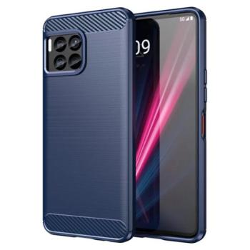 Szilikon telefonvédő (ütésállóság, légpárnás sarok, szálcsiszolt, karbon minta) SÖTÉTKÉK T Phone 2 Pro 5G kép