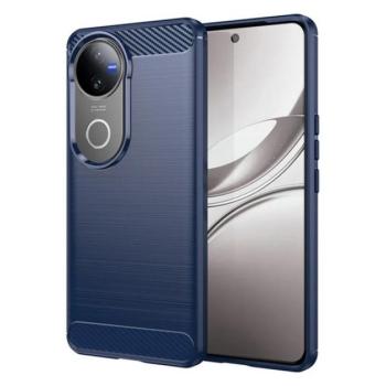 Szilikon telefonvédő (ütésállóság, légpárnás sarok, szálcsiszolt, karbon minta) SÖTÉTKÉK Vivo V50 kép
