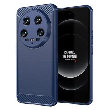 Szilikon telefonvédő (ütésállóság, légpárnás sarok, szálcsiszolt, karbon minta) SÖTÉTKÉK Xiaomi 14 Ultra kép