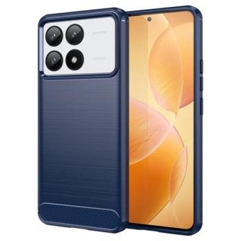 Szilikon telefonvédő (ütésállóság, légpárnás sarok, szálcsiszolt, karbon minta) SÖTÉTKÉK Xiaomi Poco F6 Pro kép