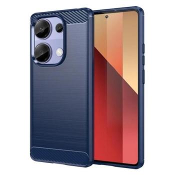 Szilikon telefonvédő (ütésállóság, légpárnás sarok, szálcsiszolt, karbon minta) SÖTÉTKÉK Xiaomi Poco M6 Pro LTE, Redmi Note 13 Pro 4G kép