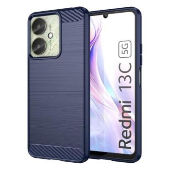 Szilikon telefonvédő (ütésállóság, légpárnás sarok, szálcsiszolt, karbon minta) SÖTÉTKÉK Xiaomi Redmi 13C kép