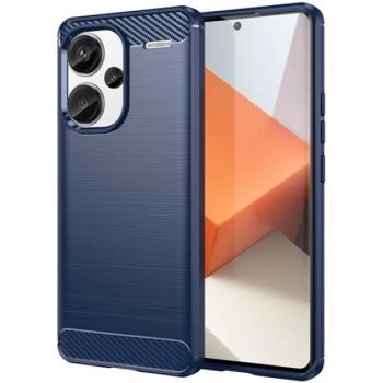 Szilikon telefonvédő (ütésállóság, légpárnás sarok, szálcsiszolt, karbon minta) SÖTÉTKÉK Xiaomi Redmi Note 13 Pro Plus 5G kép