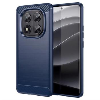 Szilikon telefonvédő (ütésállóság, légpárnás sarok, szálcsiszolt, karbon minta) SÖTÉTKÉK Xiaomi Redmi Note 14 Pro 5G kép