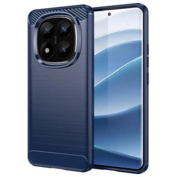 Szilikon telefonvédő (ütésállóság, légpárnás sarok, szálcsiszolt, karbon minta) SÖTÉTKÉK Xiaomi Redmi Note 14 Pro Plus 5G kép