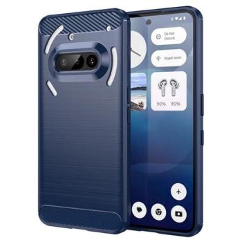 Szilikon telefonvédő (ütésállóság, légpárnás sarok, szálcsiszolt, karbon minta) SÖTÉTKÉK kép