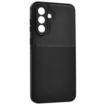 Szilikon telefonvédő (ütésállóság, mágneses, bőr hatású hátlap, csíkos) FEKETE Samsung Galaxy A36 5G (SM-A366) kép