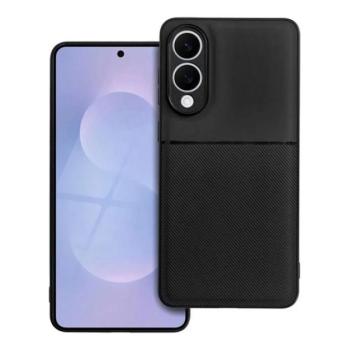 Szilikon telefonvédő (ütésállóság, mágneses, bőr hatású hátlap, csíkos) FEKETE Samsung Galaxy S25 Edge (SM-S937) kép