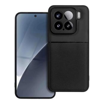 Szilikon telefonvédő (ütésállóság, mágneses, bőr hatású hátlap, csíkos) FEKETE Xiaomi 15 kép