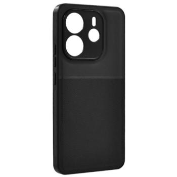 Szilikon telefonvédő (ütésállóság, mágneses, bőr hatású hátlap, csíkos) FEKETE Xiaomi Redmi Note 14 4G kép