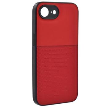 Szilikon telefonvédő (ütésállóság, mágneses, bőr hatású hátlap, csíkos) PIROS Apple iPhone 16e kép
