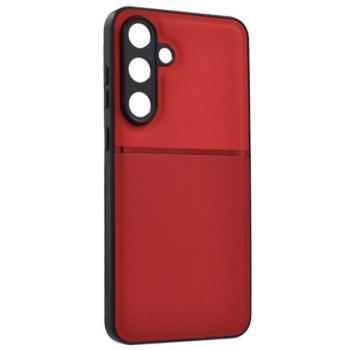 Szilikon telefonvédő (ütésállóság, mágneses, bőr hatású hátlap, csíkos) PIROS Samsung Galaxy S25 FE (SM-S731) kép