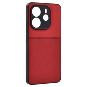 Szilikon telefonvédő (ütésállóság, mágneses, bőr hatású hátlap, csíkos) PIROS Xiaomi Redmi Note 14 4G kép
