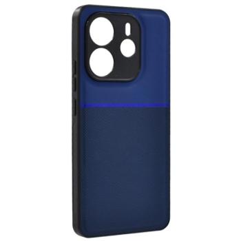 Szilikon telefonvédő (ütésállóság, mágneses, bőr hatású hátlap, csíkos) SÖTÉTKÉK Xiaomi Redmi Note 14 4G kép