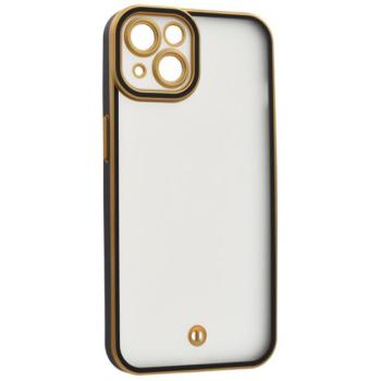 Szilikon telefonvédő (ütésállóság, matt, műanyag hátlap, kameravédő) ARANY/FEKETE Apple iPhone 15 kép