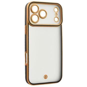 Szilikon telefonvédő (ütésállóság, matt, műanyag hátlap, kameravédő) ARANY/FEKETE Apple iPhone 17 Pro kép