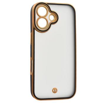 Szilikon telefonvédő (ütésállóság, matt, műanyag hátlap, kameravédő) ARANY/FEKETE Apple iPhone 17 kép