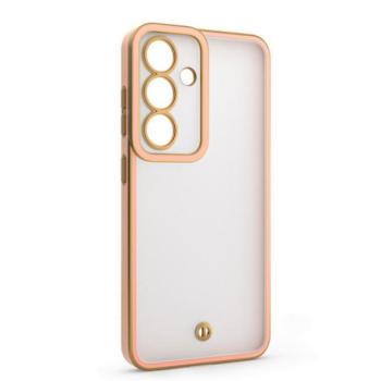 Szilikon telefonvédő (ütésállóság, matt, műanyag hátlap, kameravédő) ARANY/RÓZSASZÍN Samsung Galaxy S25 (SM-S931) kép