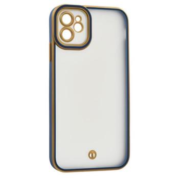 Szilikon telefonvédő (ütésállóság, matt, műanyag hátlap, kameravédő) ARANY/SÖTÉTKÉK Apple iPhone 11 kép