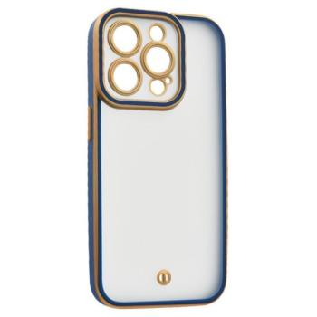 Szilikon telefonvédő (ütésállóság, matt, műanyag hátlap, kameravédő) ARANY/SÖTÉTKÉK Apple iPhone 15 Pro kép