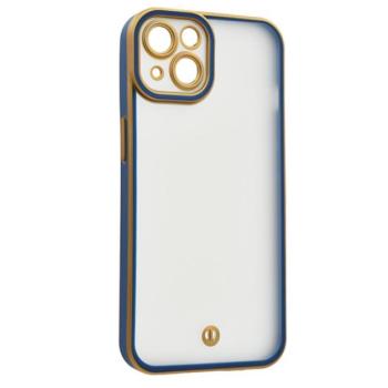 Szilikon telefonvédő (ütésállóság, matt, műanyag hátlap, kameravédő) ARANY/SÖTÉTKÉK Apple iPhone 15 kép