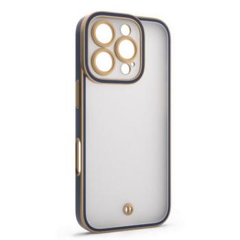 Szilikon telefonvédő (ütésállóság, matt, műanyag hátlap, kameravédő) ARANY/SÖTÉTKÉK Apple iPhone 16 Pro Max kép