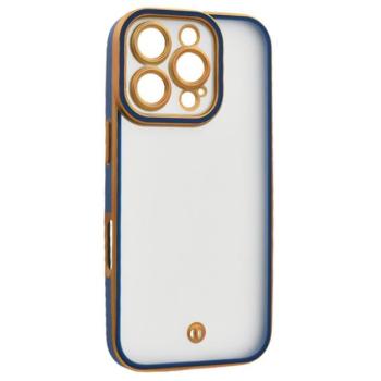 Szilikon telefonvédő (ütésállóság, matt, műanyag hátlap, kameravédő) ARANY/SÖTÉTKÉK Apple iPhone 16 Pro kép