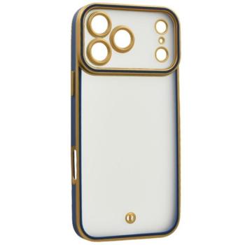 Szilikon telefonvédő (ütésállóság, matt, műanyag hátlap, kameravédő) ARANY/SÖTÉTKÉK Apple iPhone 17 Pro kép