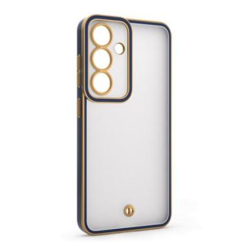 Szilikon telefonvédő (ütésállóság, matt, műanyag hátlap, kameravédő) ARANY/SÖTÉTKÉK Samsung Galaxy S25 (SM-S931) kép