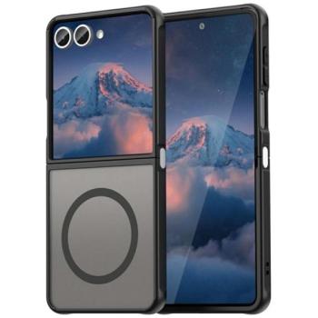 Szilikon telefonvédő (ütésállóság, matt, műanyag hátlap, kameravédő, MagSafe) FEKETE Samsung Galaxy Z Flip7 (SM-F766) kép