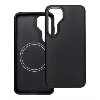 Szilikon telefonvédő (ütésállóság, műanyag hátlap, MagSafe, karbon minta) FEKETE Samsung Galaxy S25 Plus (SM-S936) kép