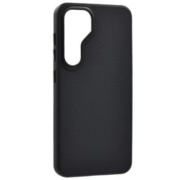 Szilikon telefonvédő (ütésállóság, műanyag hátlap, MagSafe, karbon minta) FEKETE Samsung Galaxy S25 (SM-S931) kép