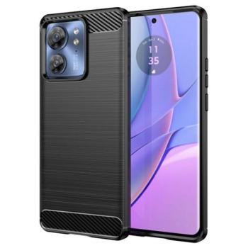 Szilikon telefonvédő (ütésállóság, szálcsiszolt, karbon minta) FEKETE Motorola Edge 40 5G (XT2303) kép