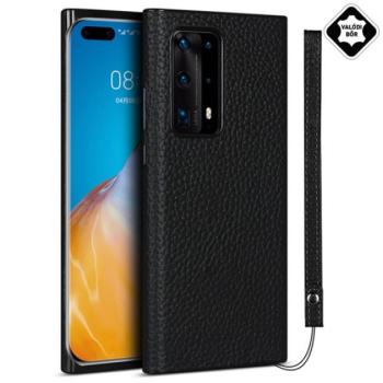 Szilikon telefonvédő (valódi bőr bevonat) FEKETE Huawei P40 Pro+ 5G kép