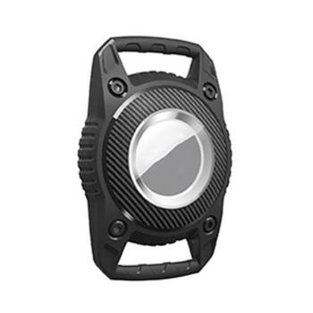 Szilikon tok (nyakörvre fűzhető, matt, karbon minta, IP67 vízálló) FEKETE Apple AirTag kép