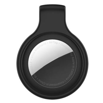 Szilikon tok (övre csiptethető) FEKETE Apple AirTag Apple iPhone 11, Apple iPhone 11 Pro, Apple iPhone 11 Pro Max, Apple iPhone 12, Apple iPhone 12 Pro, Apple iPhone 12 Pro Max, Apple iPhone 12 mini kép