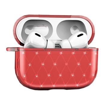 Szilikon tok (ultravékony, strasszkő) PIROS Apple AirPods Pro kép