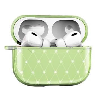 Szilikon tok (ultravékony, strasszkő) ZÖLD Apple AirPods Pro kép