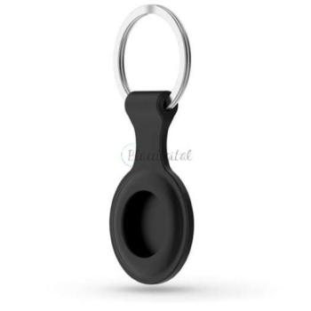 Szilikon védőtok és rögzítő kulcstartó Apple AirTag nyomkövetőhöz - fekete (ECO csomagolás) kép