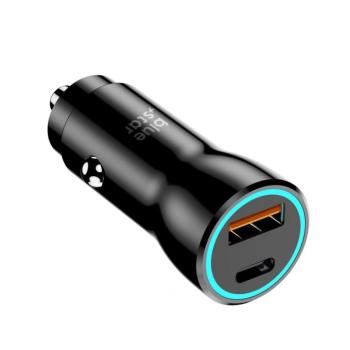 Szivartöltő fej, 1xType-C / 1xUSB, PD / QC3.0, 3A / 25W, fekete, BlueStar kép