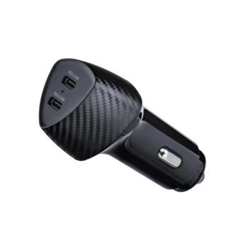 Szivartöltő fej, 2X Type-C, 40W, carbon mintás, fekete, Forcell kép