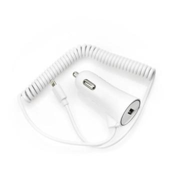 Szivartöltőfej 1x USB + iPhone 8pin adatkábellel, fehér, Bluestar kép