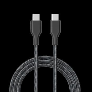 Szövet adatkábel Type-C to Type-C 1m/60W, Fekete kép